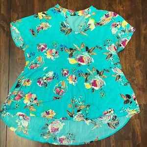 Turquoise/floral blouse